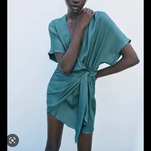 Zara blue satin dress